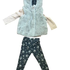 Catherine Malandrino Blush Pink Fuzzy Vest, matching shirt and pants size 18m